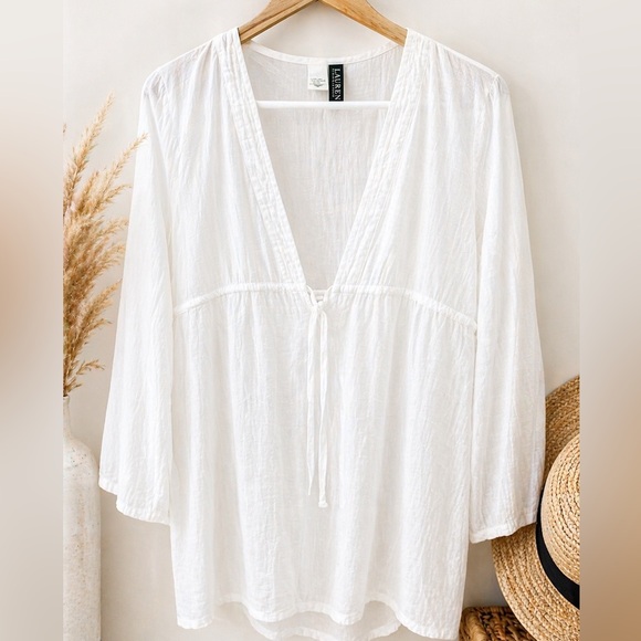 Lauren Ralph Lauren Other - Lauren Ralph Lauren White Cotton Swim Cover-Up